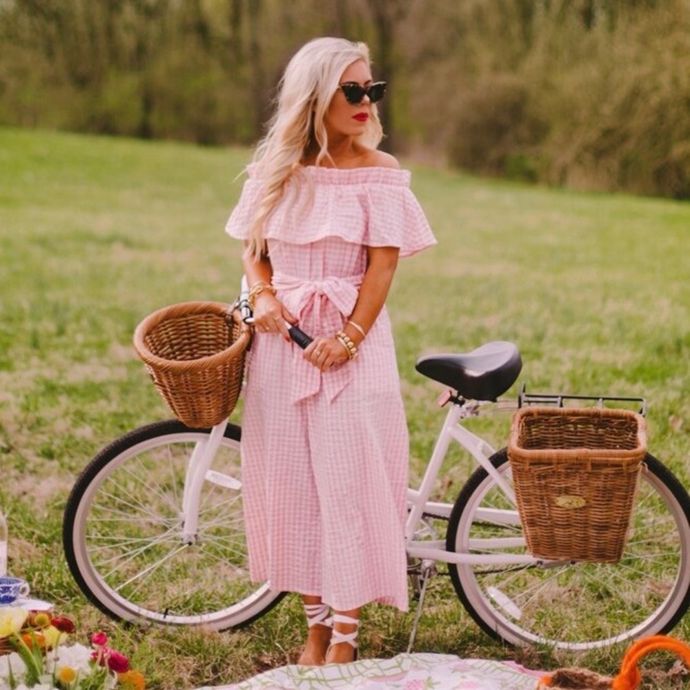 Elizabeth Wilson Designs Pink Gingham Georgie Jumpsuit BRAND NEW Size XS